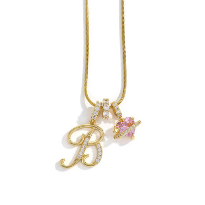 Initial Heart Charm Necklace