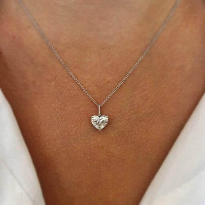 Solitaire Heart Pendant Necklace