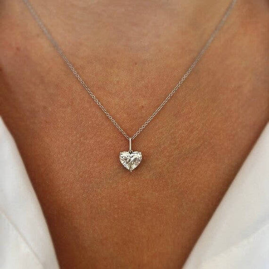 Solitaire Heart Pendant Necklace