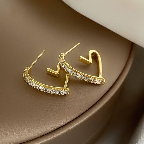 Crystal Arc Heart Hoops