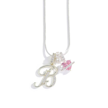Initial Heart Charm Necklace