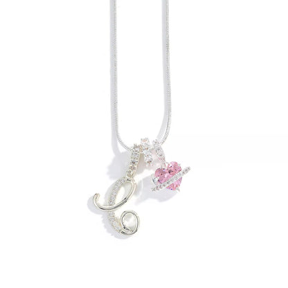 Initial Heart Charm Necklace