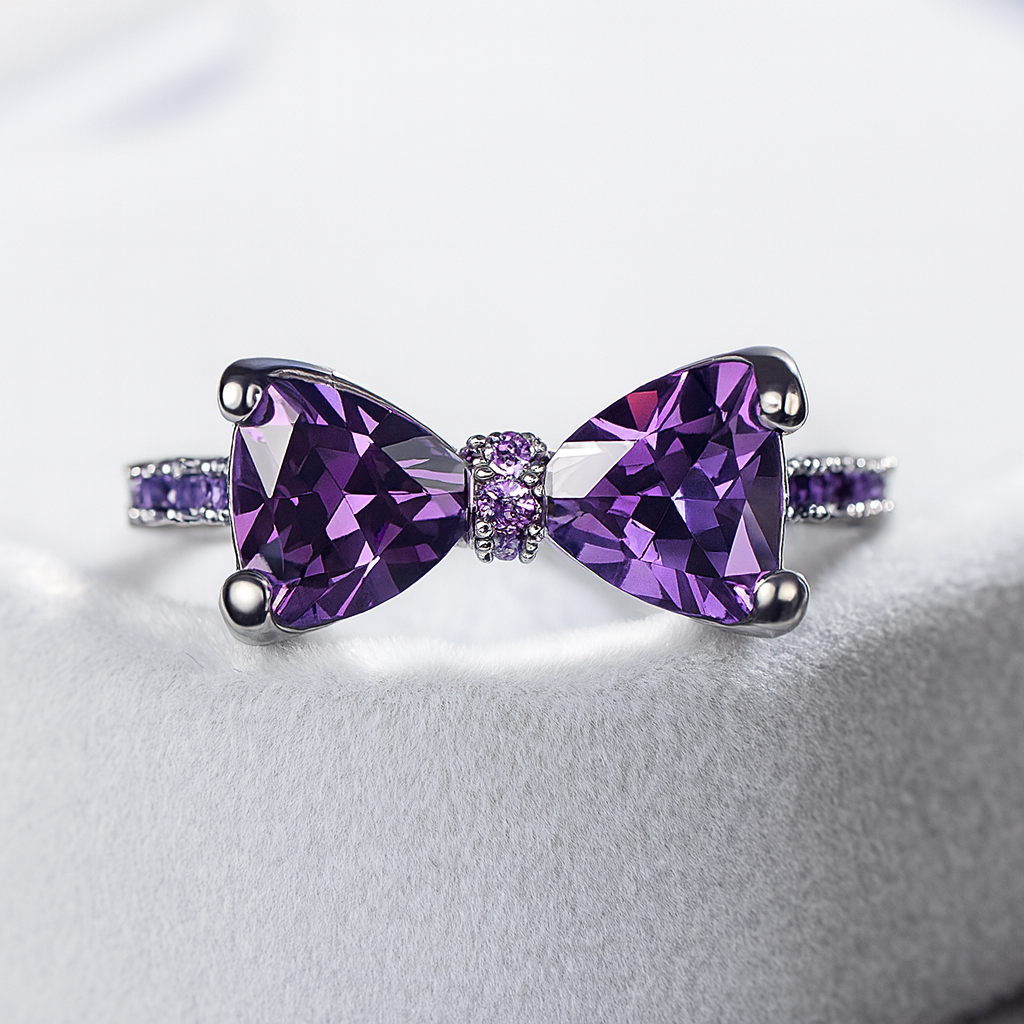 Violet Bow Crystal Ring