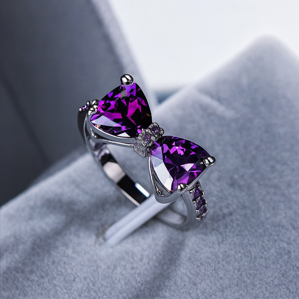 Violet Bow Crystal Ring