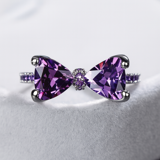 Violet Bow Crystal Ring