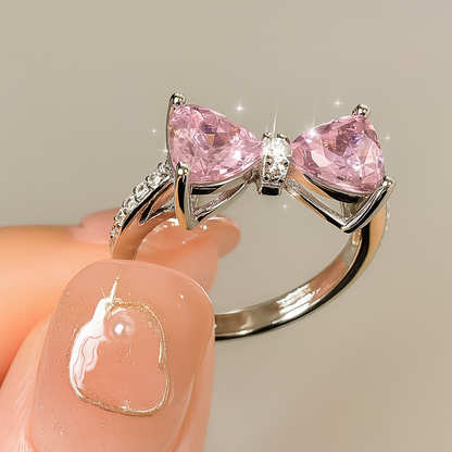 Blush Bow Heart Ring