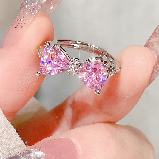 Blush Bow Heart Ring