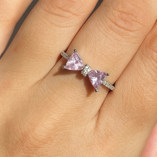 Blush Bow Heart Ring