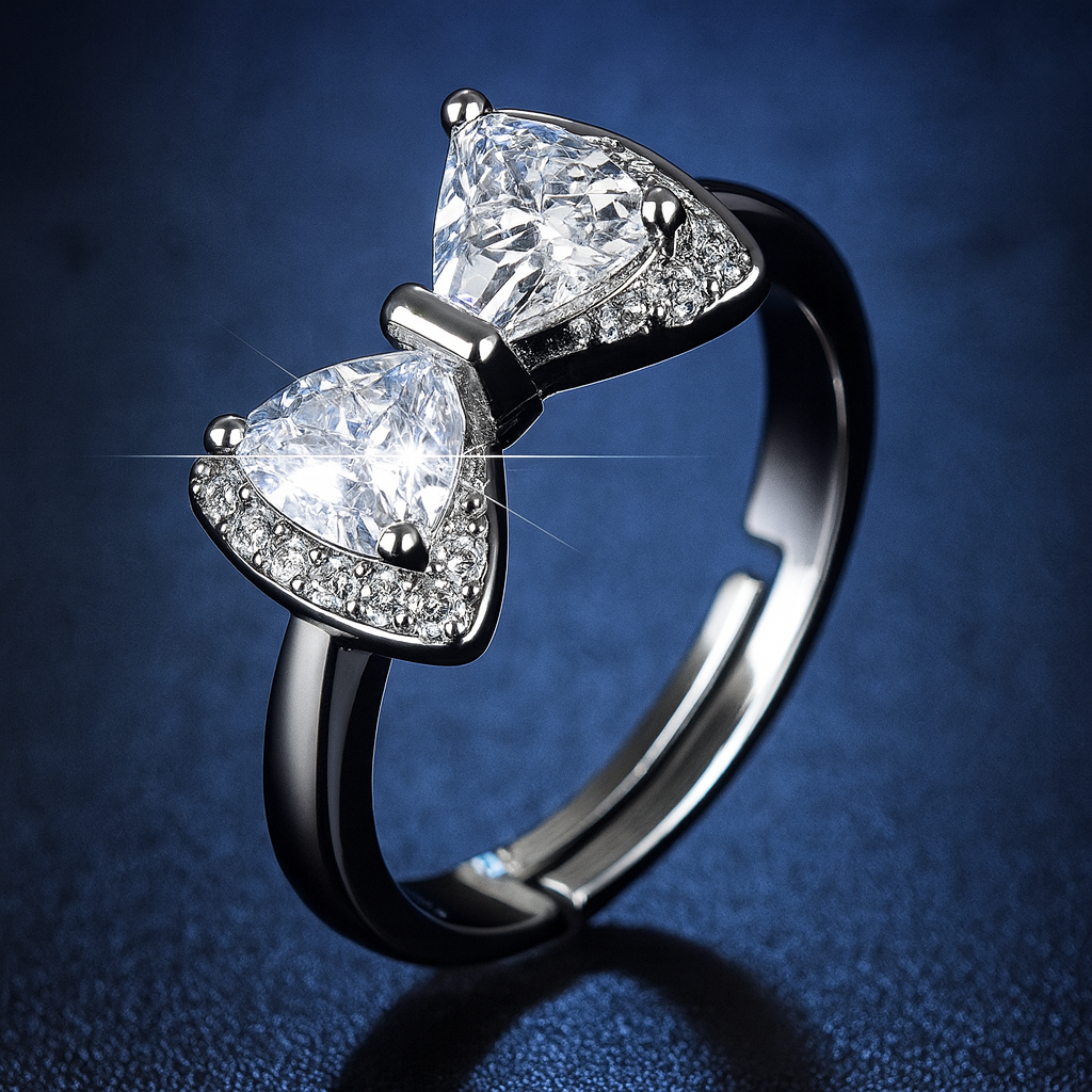 Midnight Bow Crystal Ring