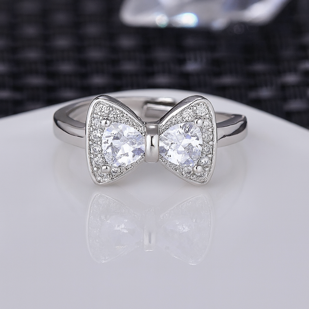 Midnight Bow Crystal Ring