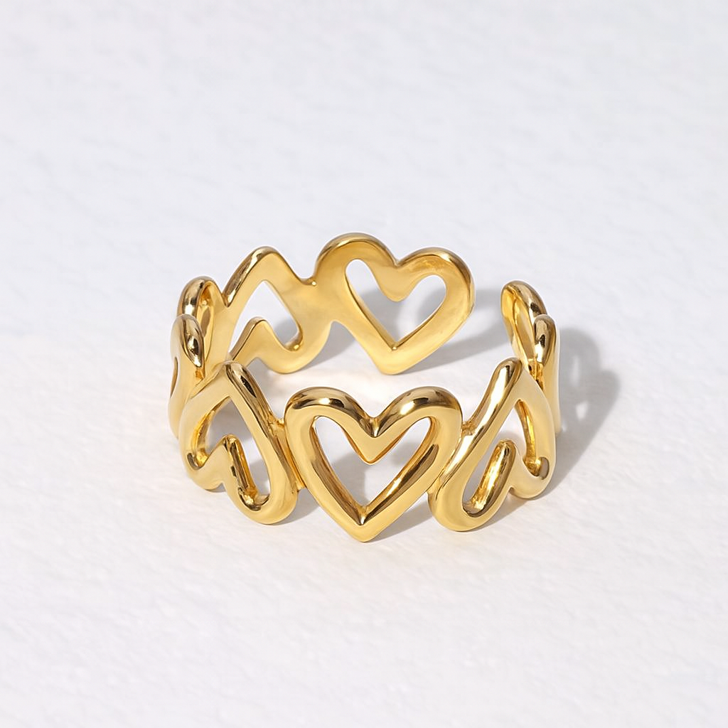 Golden Heartwave Open Ring
