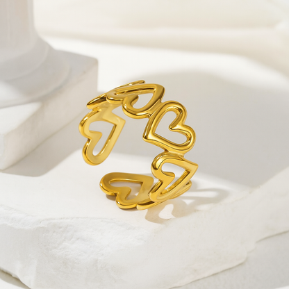 Golden Heartwave Open Ring