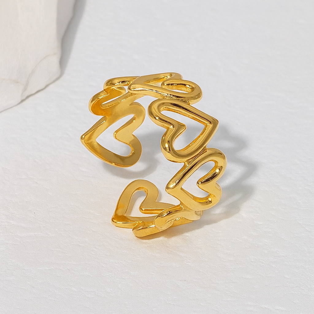 Golden Heartwave Open Ring
