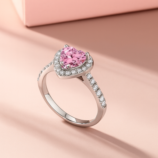 Blush Halo Heart Ring