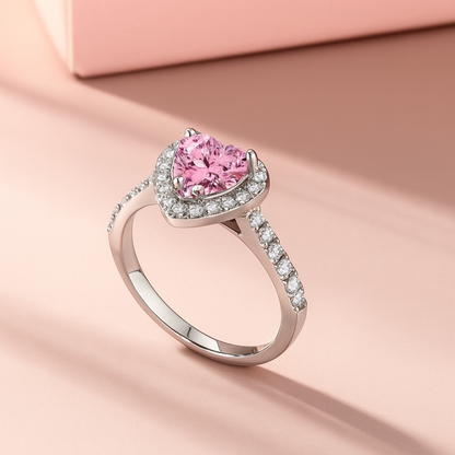 Blush Halo Heart Ring
