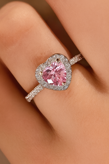 Blush Halo Heart Ring