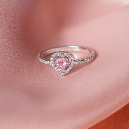 Blush Halo Heart Ring