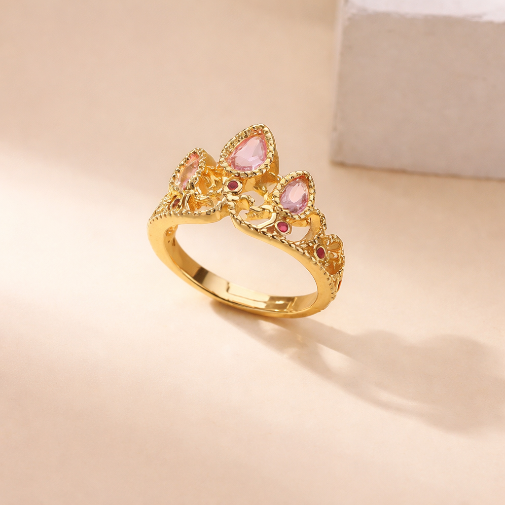 Rosé Royale Dual-Tear Crown Ring