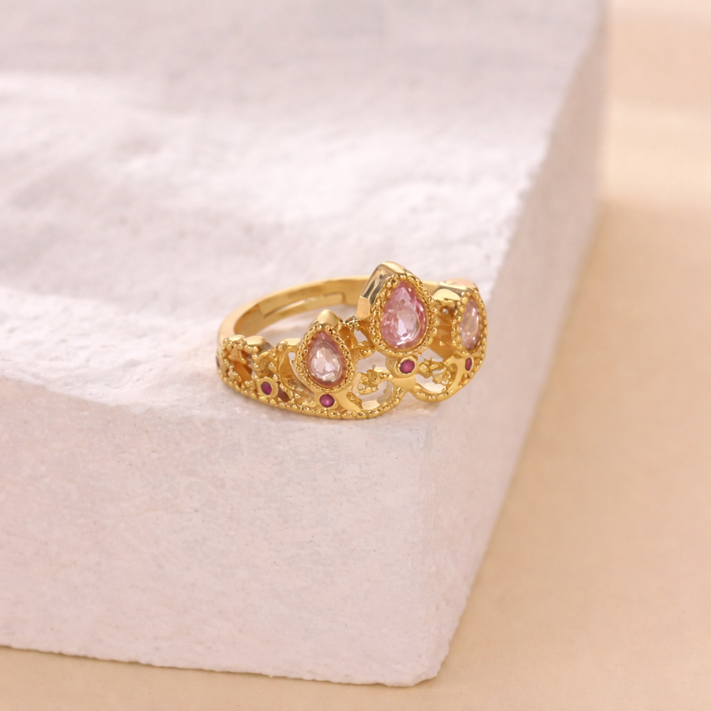 Rosé Royale Dual-Tear Crown Ring