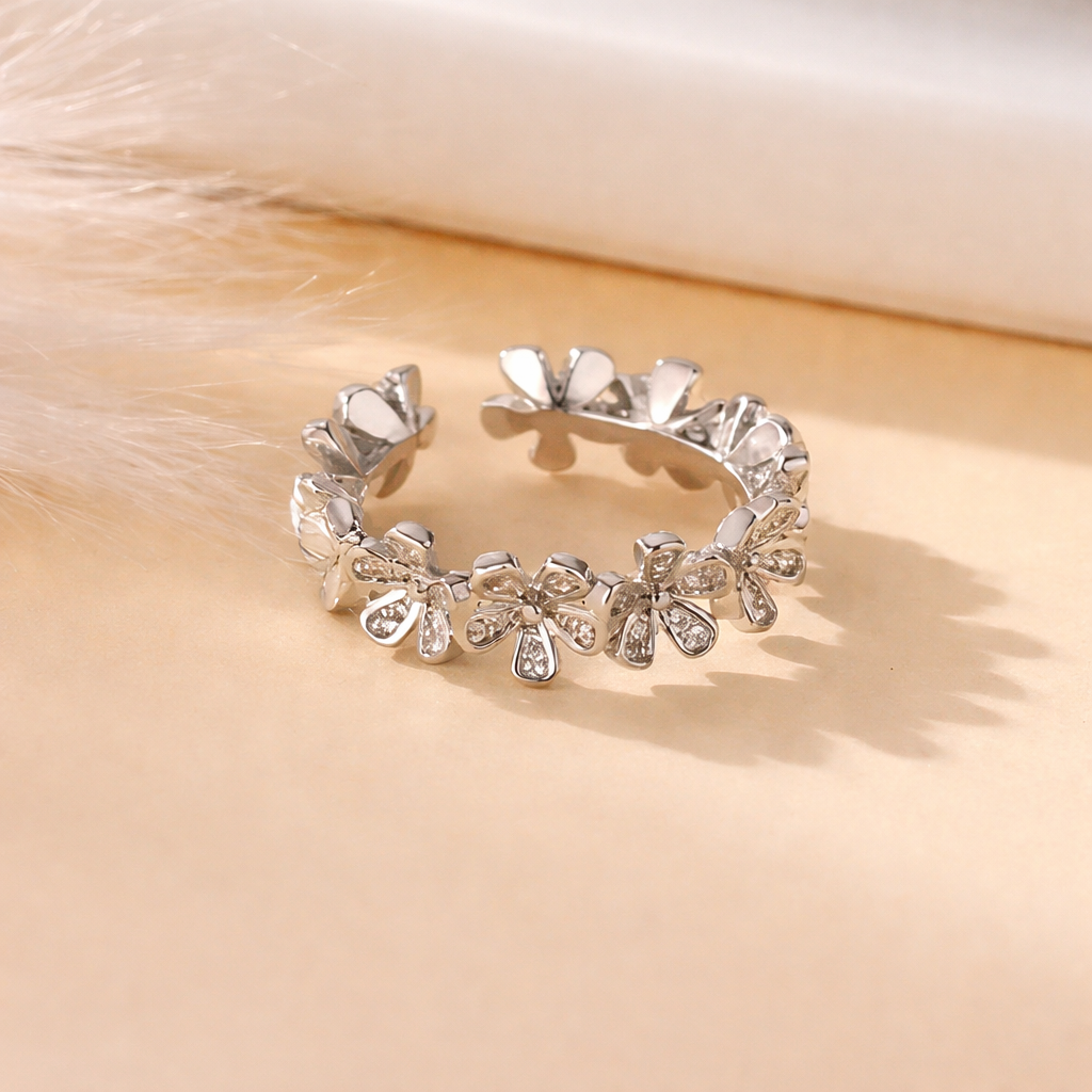 LumiBloom Adjustable Floral Band Ring