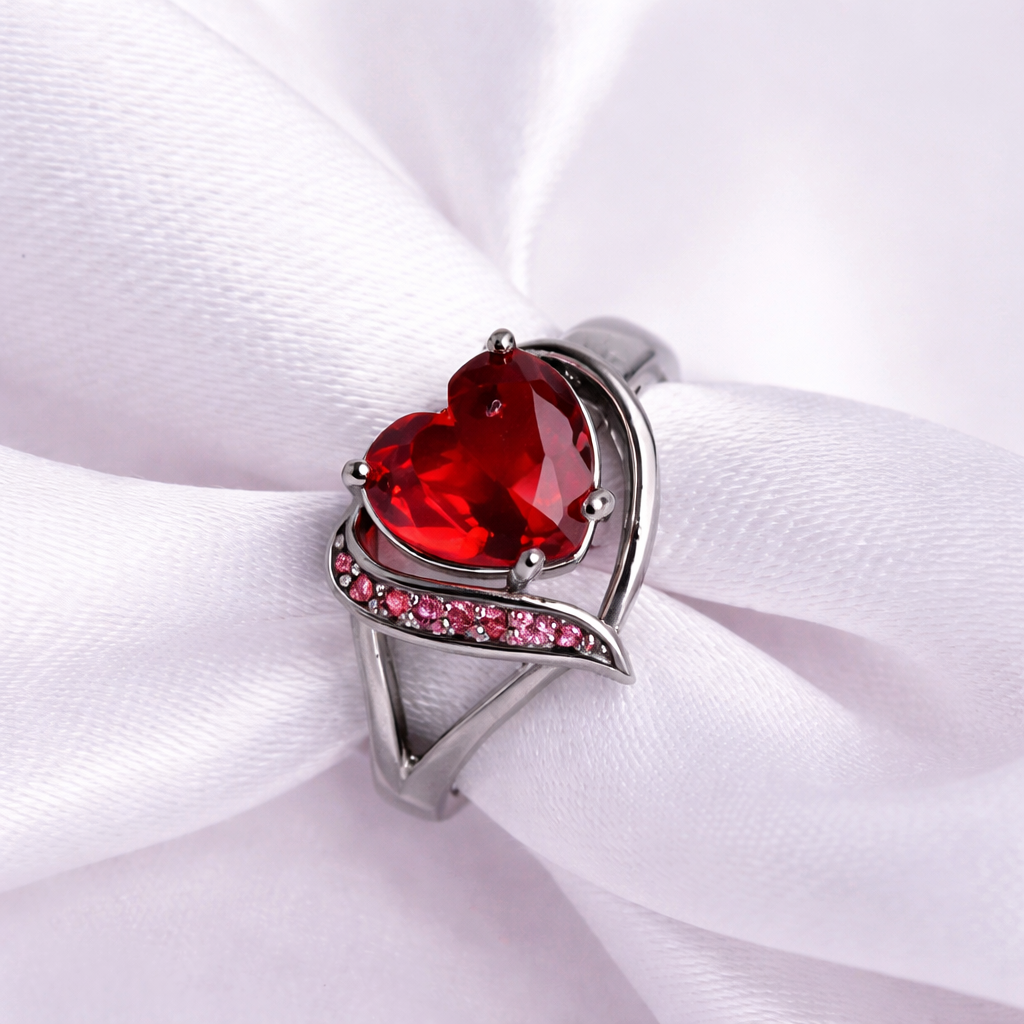 Regal Crimson Orbit Statement Ring