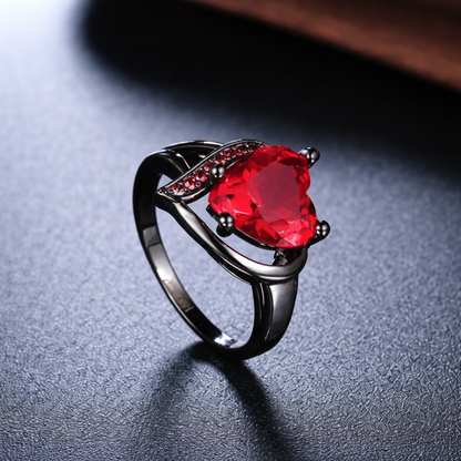 Regal Crimson Orbit Statement Ring
