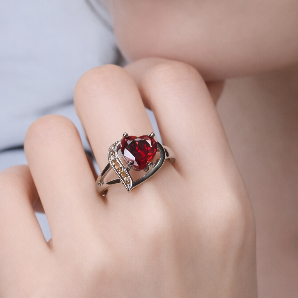 Regal Crimson Orbit Statement Ring