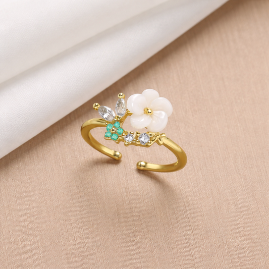 Ivory Petal Aura Adjustable Ring