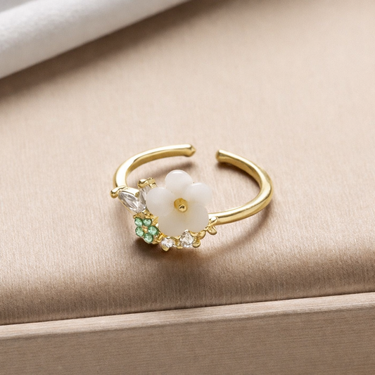 Ivory Petal Aura Adjustable Ring