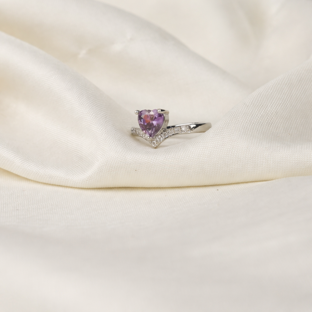 Celestia Lavender Heart Solitaire Ring