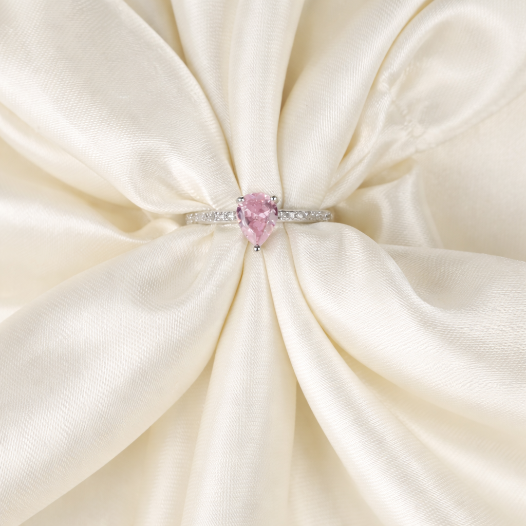 Celestia Blush Pear Solitaire Ring