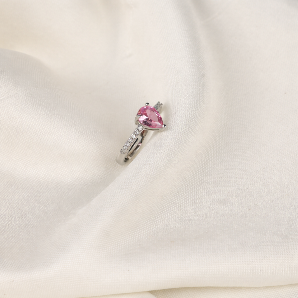 Celestia Blush Pear Solitaire Ring