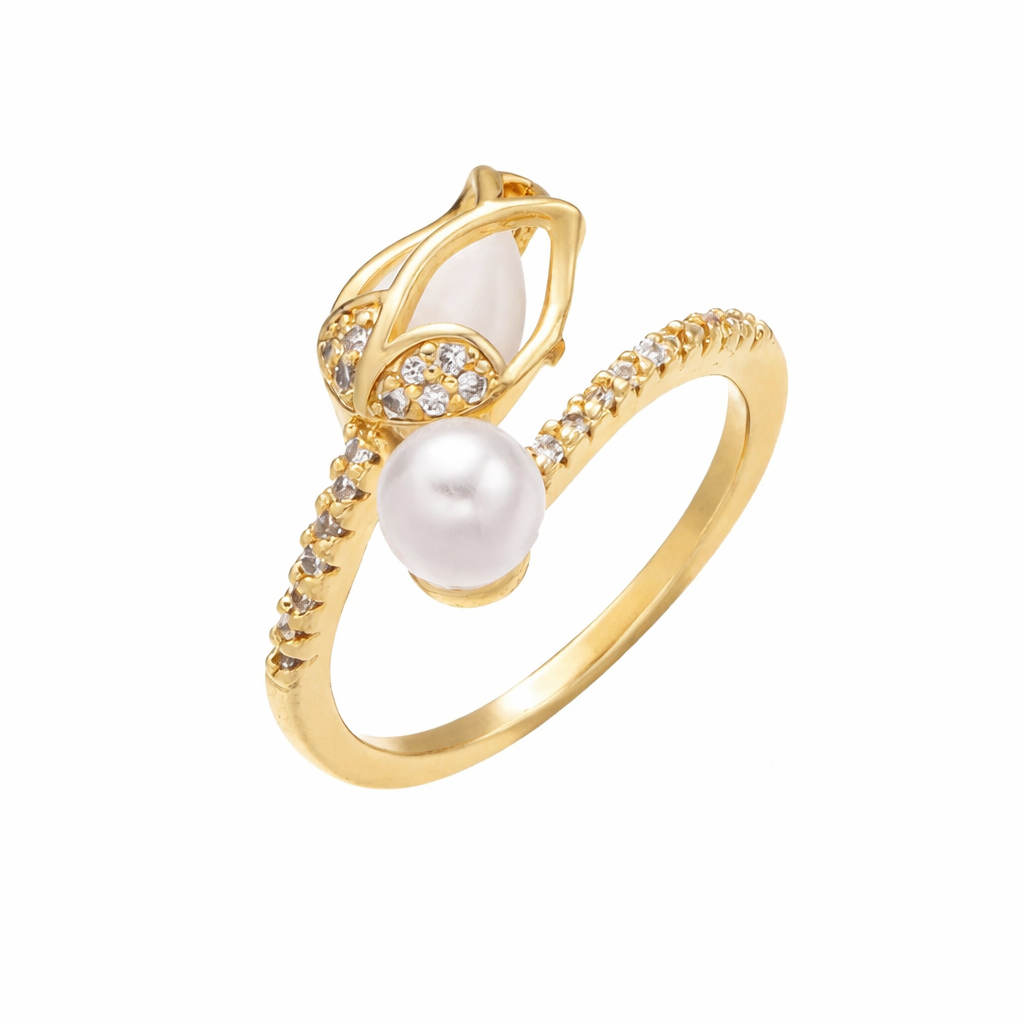 Auréline Pearl Leaf Open Ring