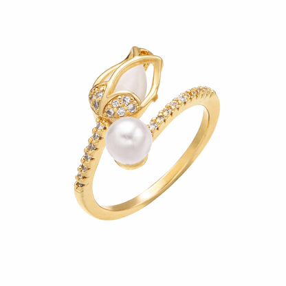 Auréline Pearl Leaf Open Ring