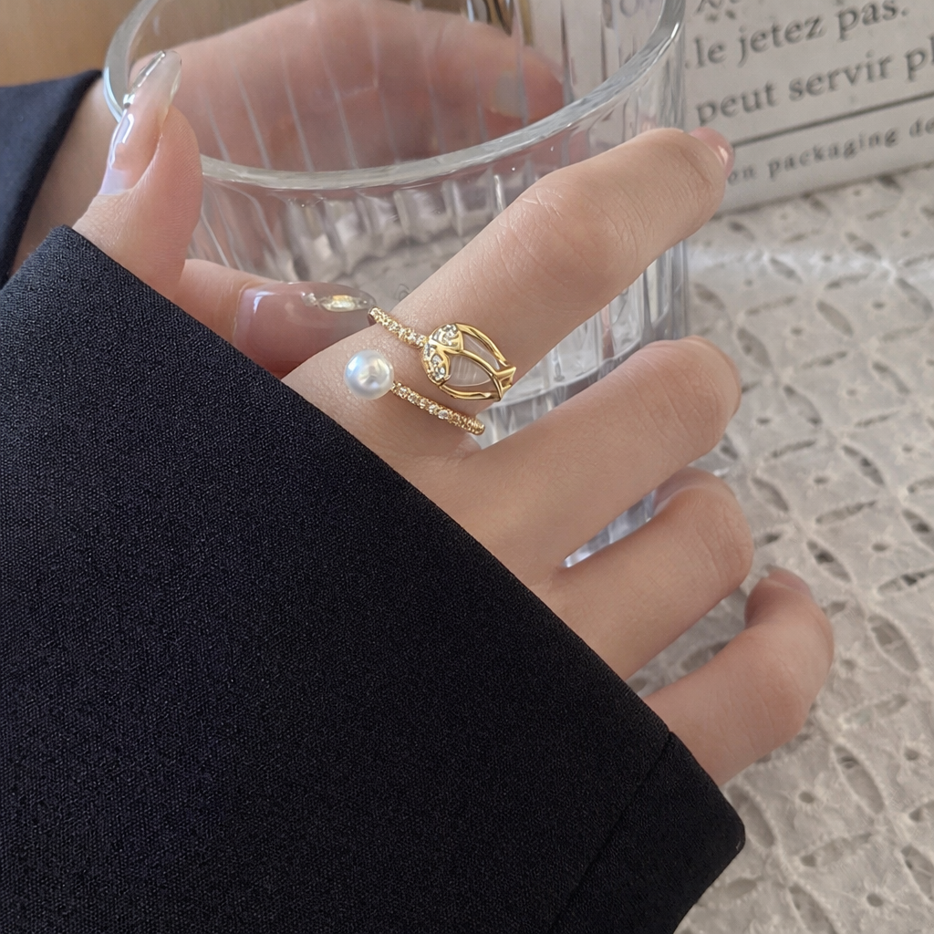 Auréline Pearl Leaf Open Ring