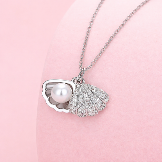 Luna Pearl Shell Crystal Pendant Necklace