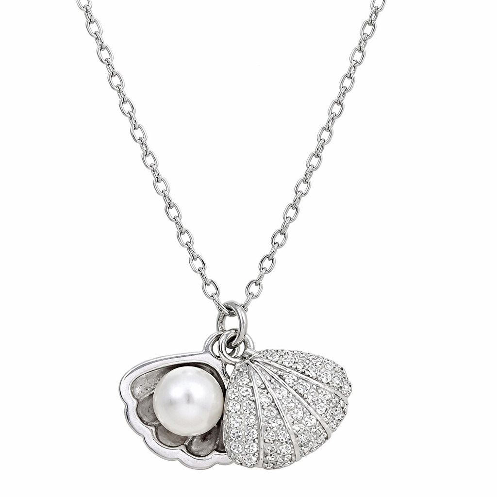 Luna Pearl Shell Crystal Pendant Necklace