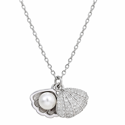 Luna Pearl Shell Crystal Pendant Necklace