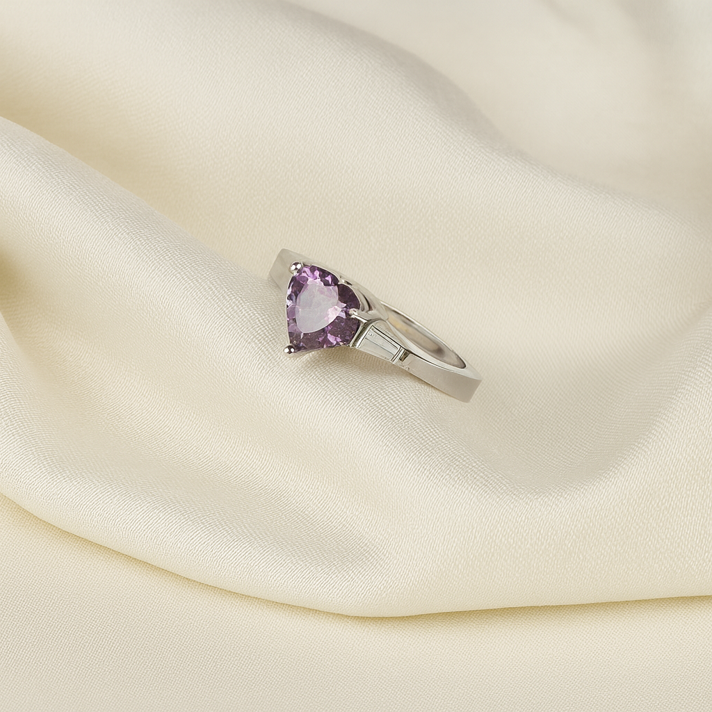 Amethyst Heart Luxe Ring
