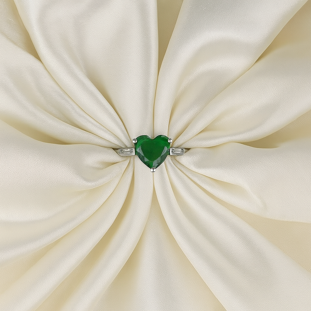 Emerald Heart Solitaire Ring