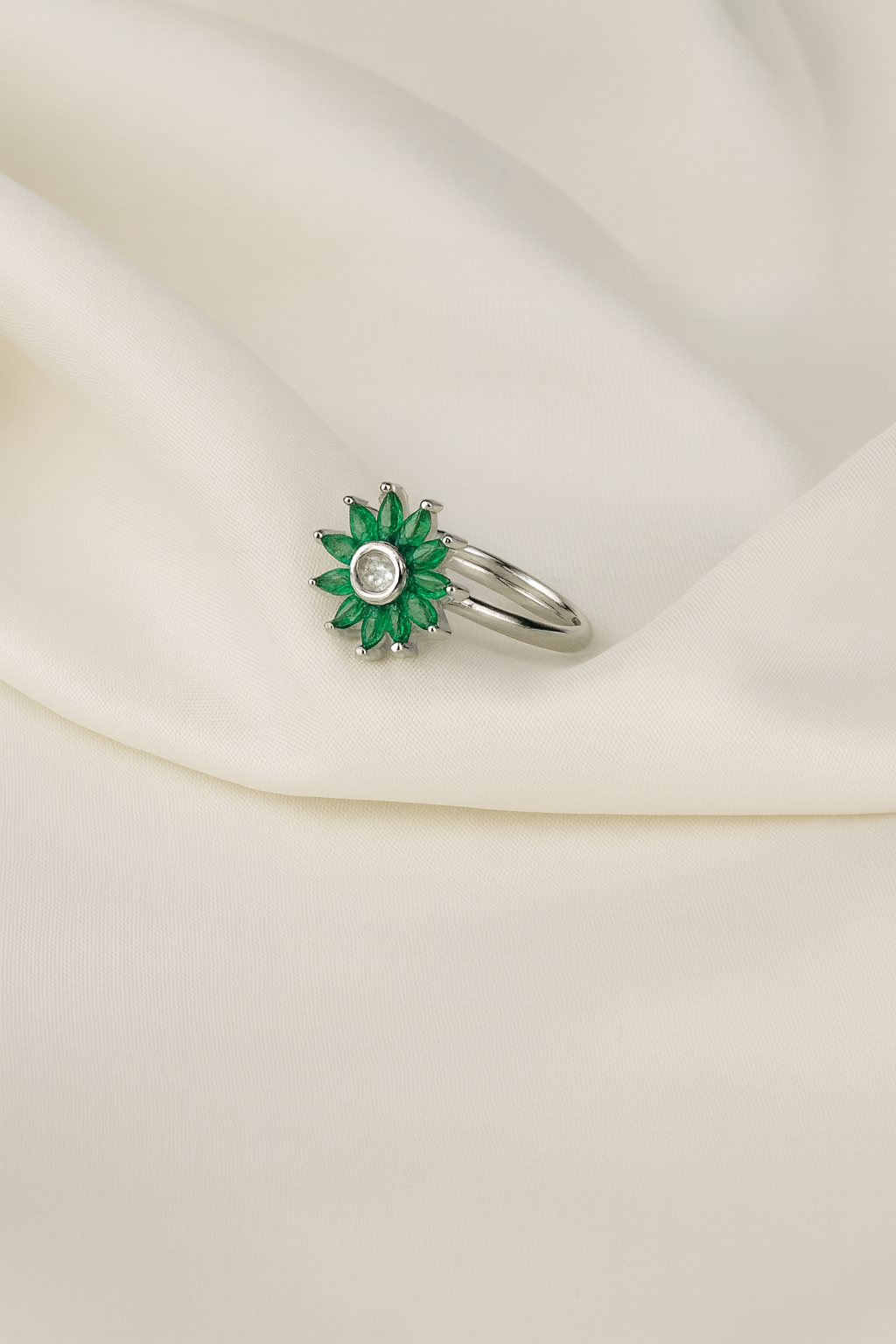 Emerald Bloom Petal Ring