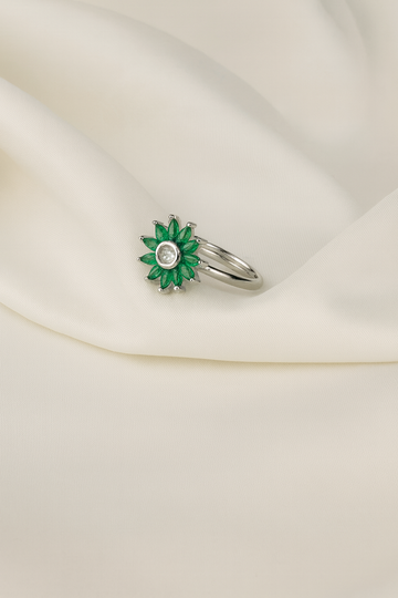 Emerald Bloom Petal Ring