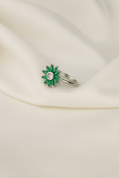Emerald Bloom Petal Ring