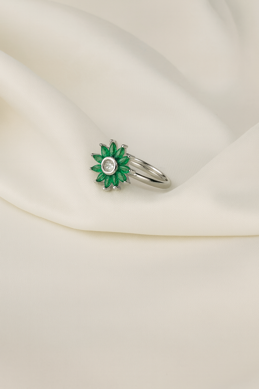 Emerald Bloom Petal Ring