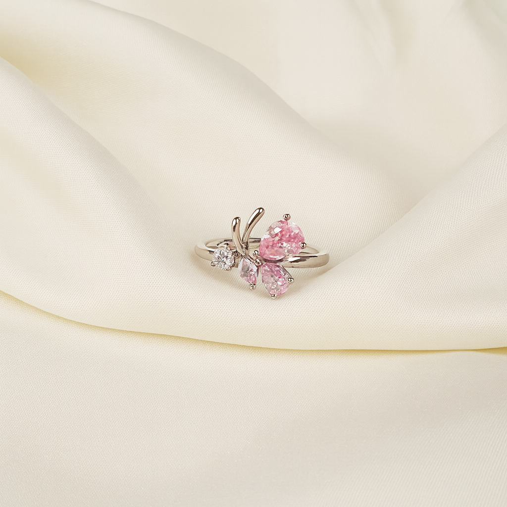 Blush Wings Crystal Butterfly Ring