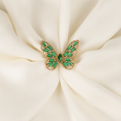 Emerald Gilded Butterfly Ring