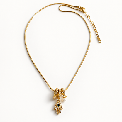Evil Eye Pearl Charm Necklace