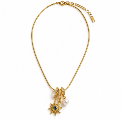Celestial Pearl Sun Necklace