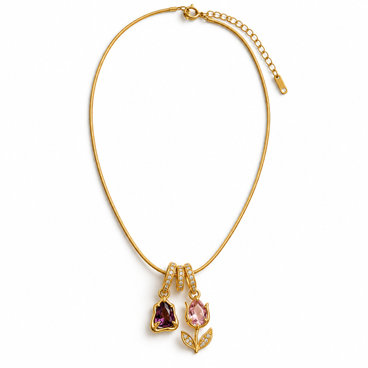 Bloom & Ruby Charm Necklace