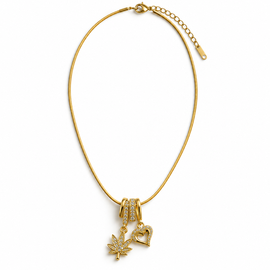 Luna Leaf & Heart Charm Necklace